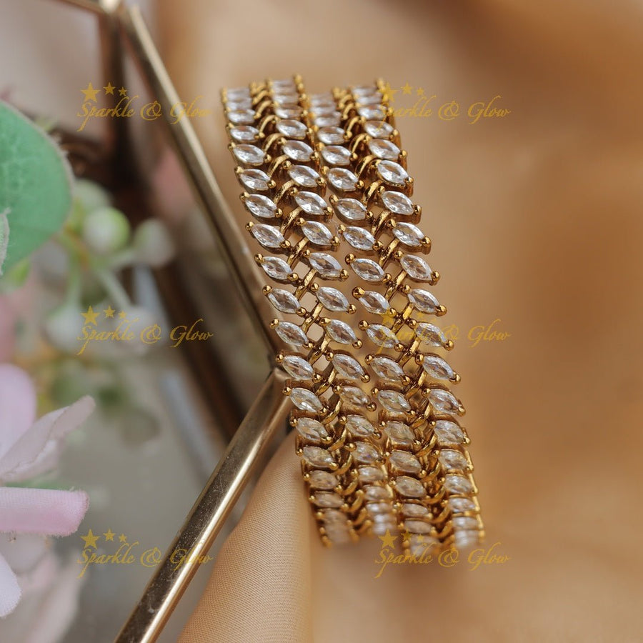 Elegant Gold - alike AD Zircon Bangles - Sparkle and Glow - 2.4 - 