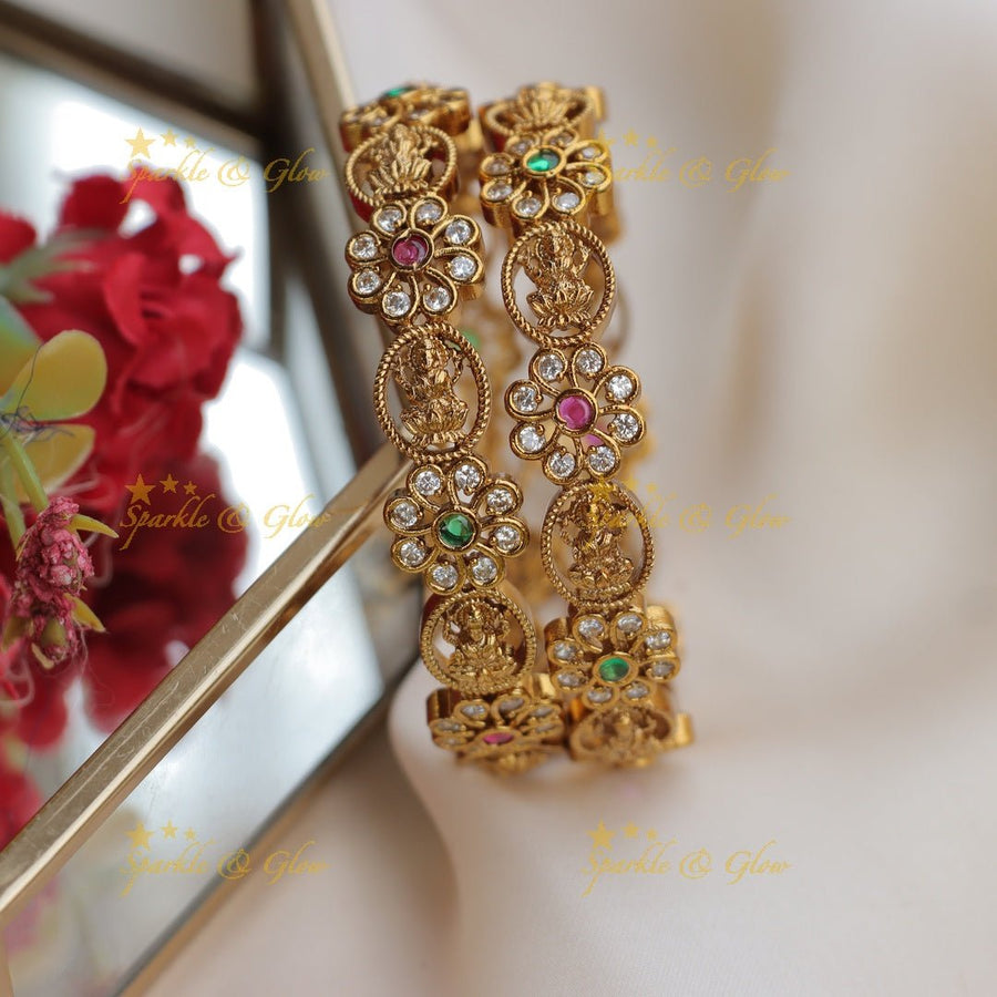Traditional Lakshmi Floral Gold - alike Bangles - Sparkle and Glow - 2.4 - 