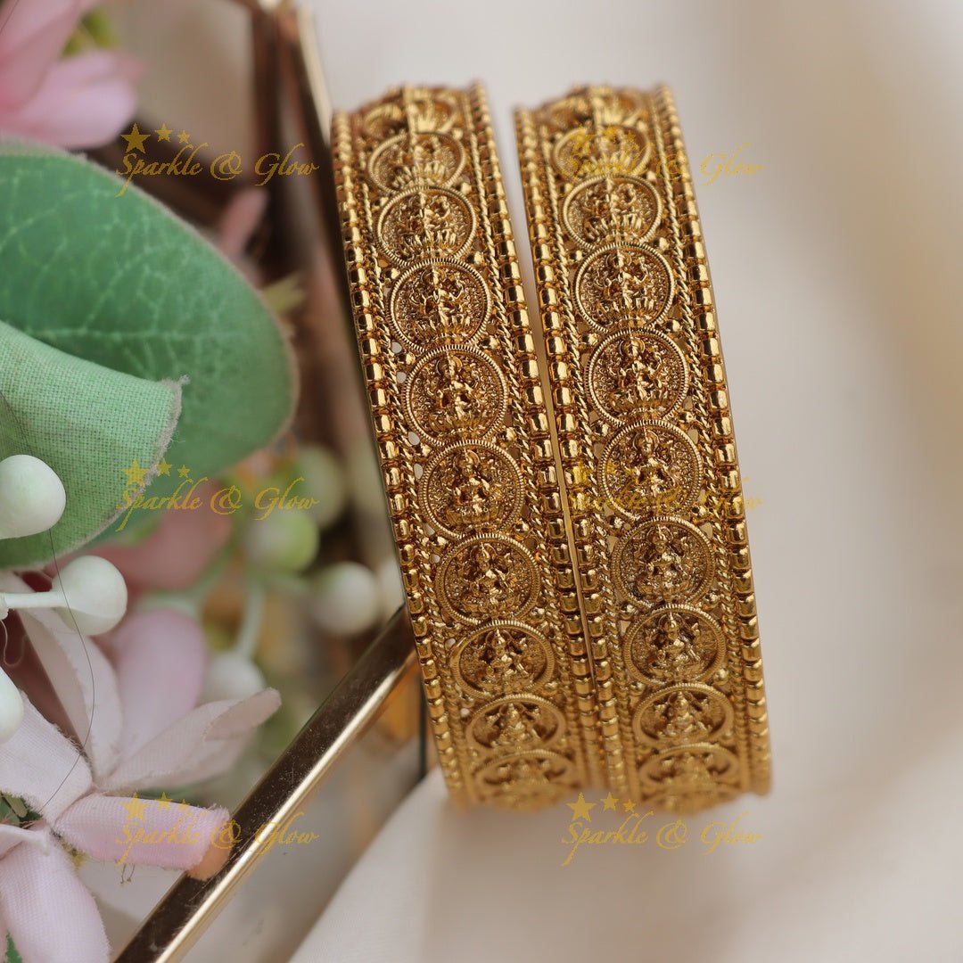 Antique Gold - alike Lakshmi Coin Bangles - Sparkle and Glow - 2.6 - 