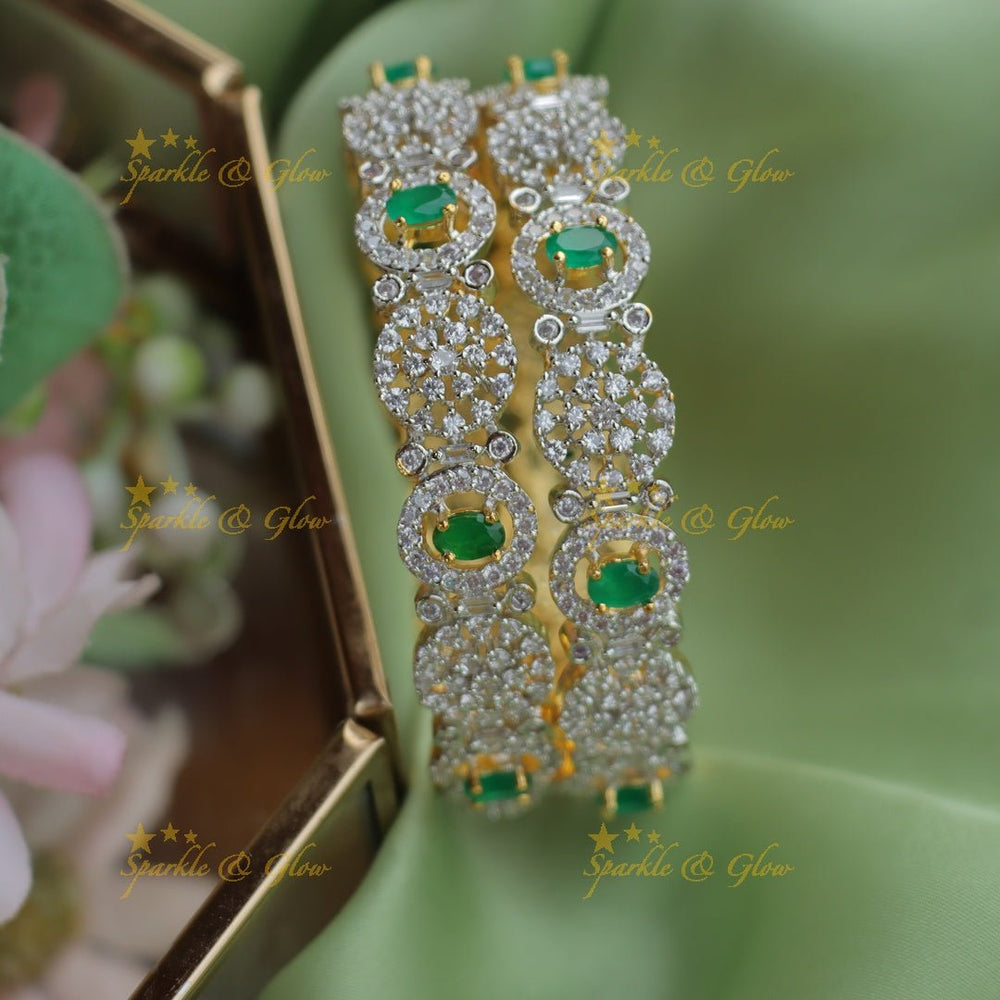 Stunning GJ polish Emerald AD Bangles - Sparkle and Glow - Green - 2.4