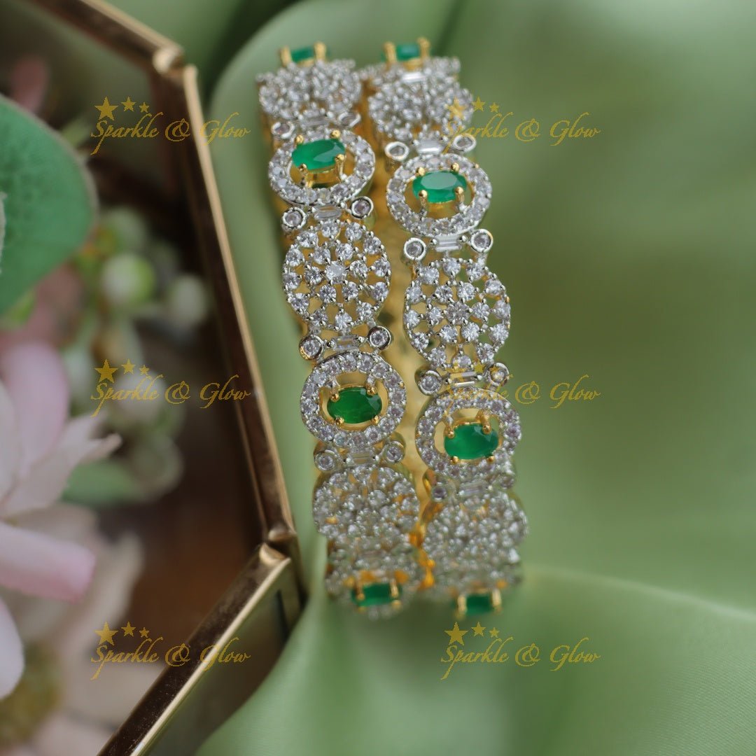 Stunning GJ polish Emerald AD Bangles - Sparkle and Glow - Green - 2.4