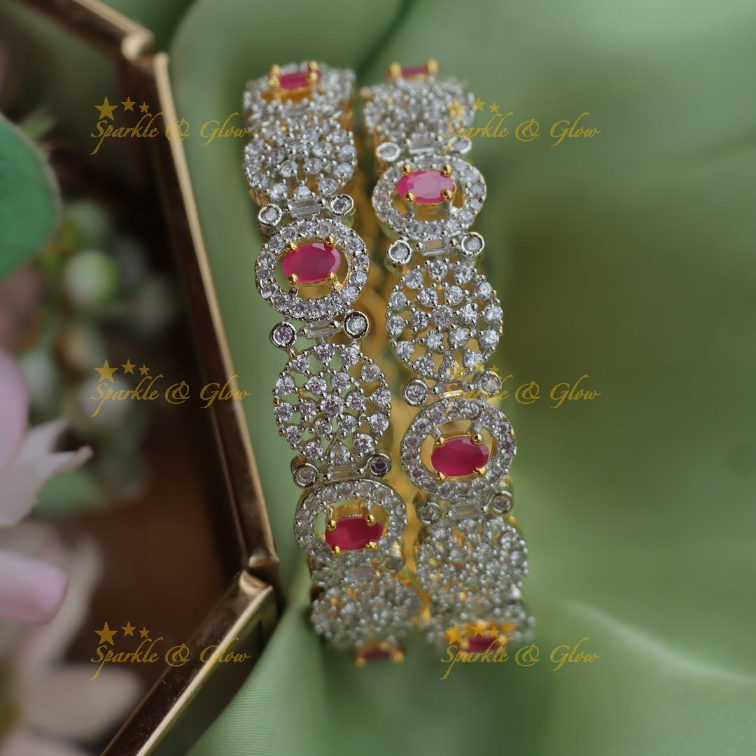 Stunning GJ polish Emerald AD Bangles - Sparkle and Glow - Pink - 2.4