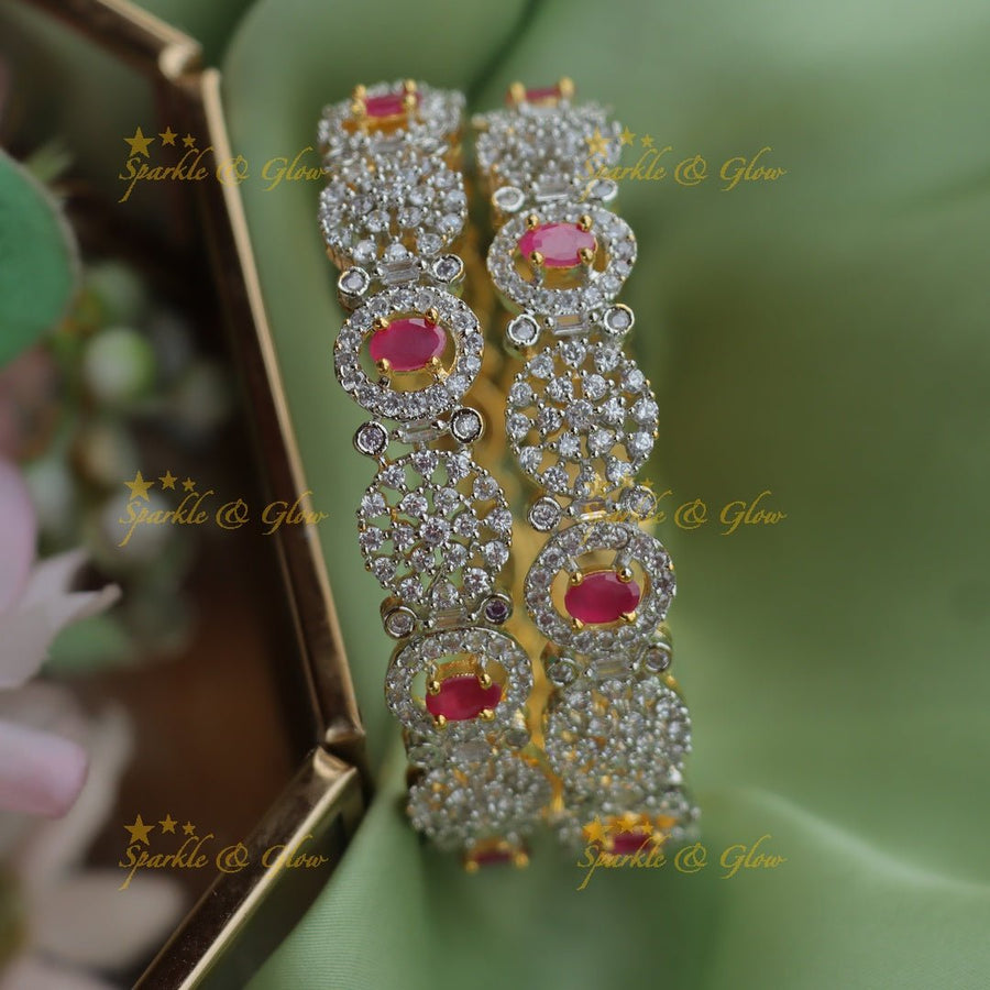 Stunning GJ polish Emerald AD Bangles - Sparkle and Glow - Pink - 2.4