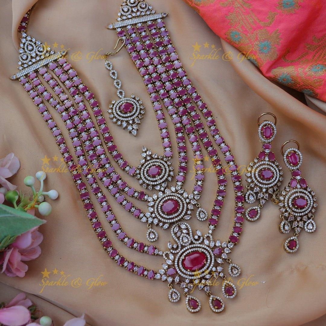 Grand GJ polish Five layered Floral AD Rani Haram - Sparkle and Glow