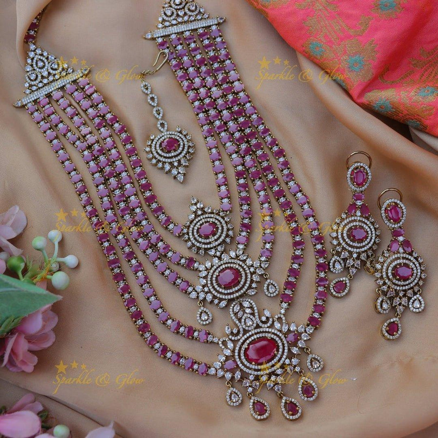 Grand GJ polish Five layered Floral AD Rani Haram - Sparkle and Glow