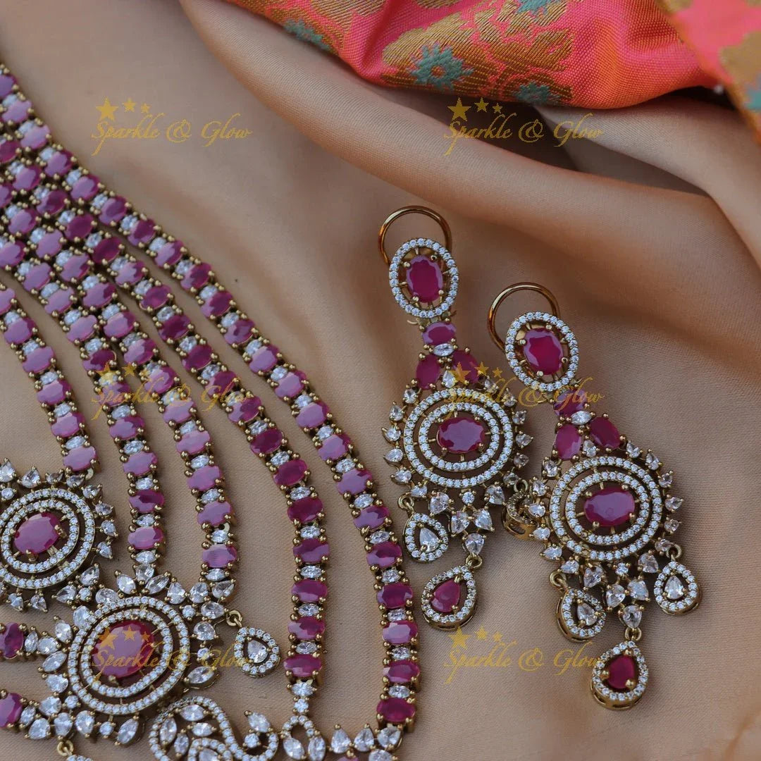 Grand GJ polish Five layered Floral AD Rani Haram - Sparkle and Glow