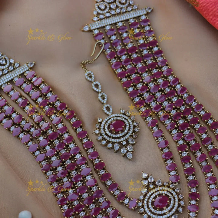 Grand GJ polish Five layered Floral AD Rani Haram - Sparkle and Glow
