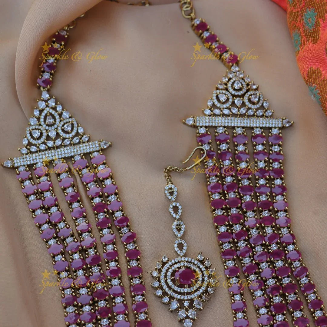 Grand GJ polish Five layered Floral AD Rani Haram - Sparkle and Glow