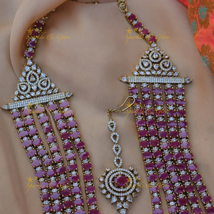 Grand GJ polish Five layered Floral AD Rani Haram - Sparkle and Glow