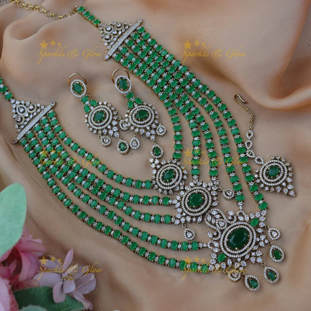 Grand GJ polish Five layered Floral AD Rani Haram - Sparkle and Glow