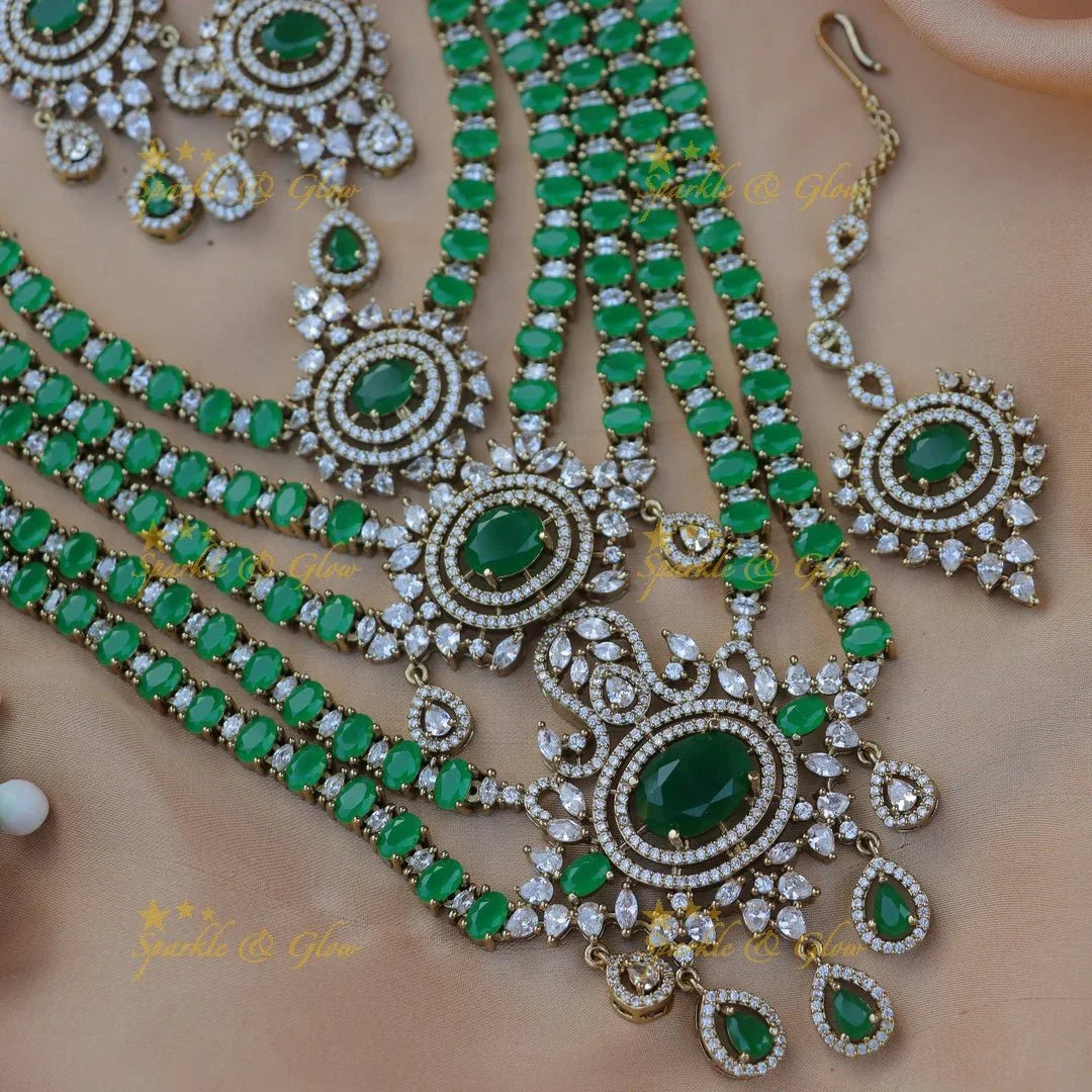 Grand GJ polish Five layered Floral AD Rani Haram - Sparkle and Glow