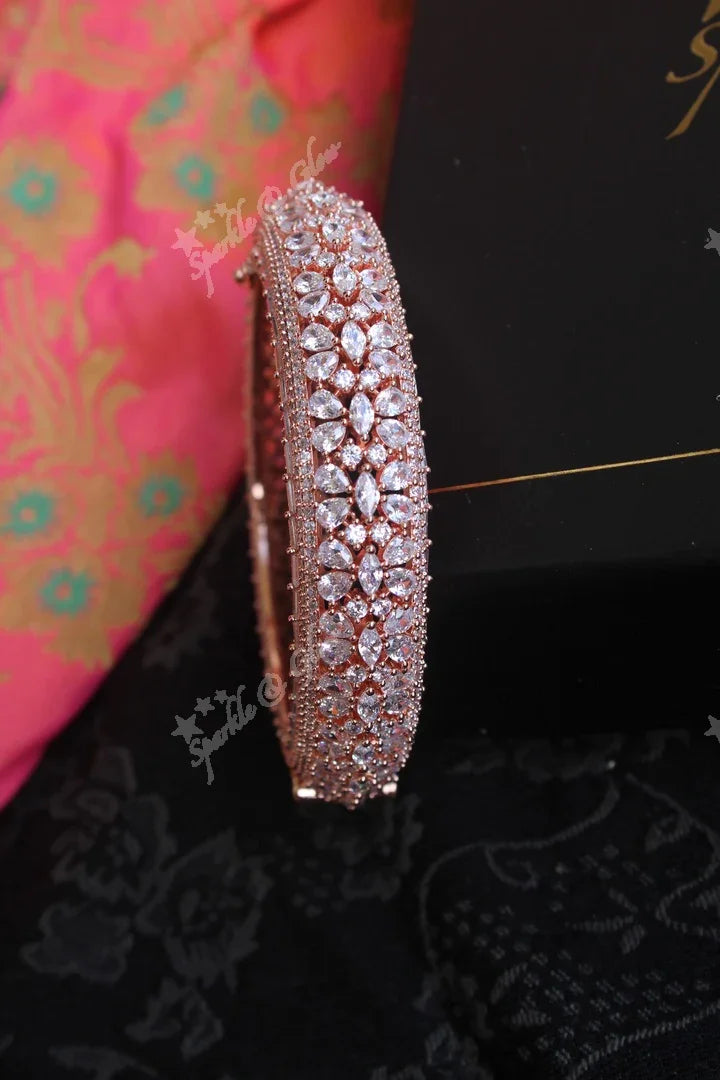 Zircon stones gold polish openable kada - 2.4 - Sparkle and Glow