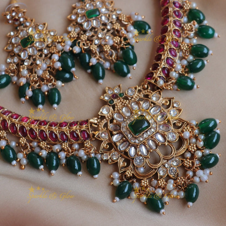 Grand Floral pendant carved Kemp Hasli short necklace - Sparkle and Glow - Kemp - 