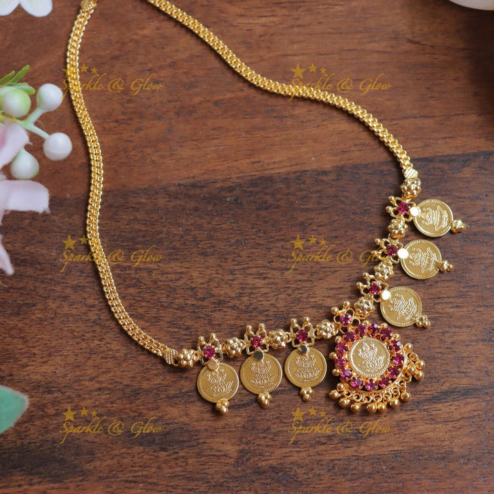 Traditional Kerala style Lakshmi Coin Necklace - Sparkle and Glow - 