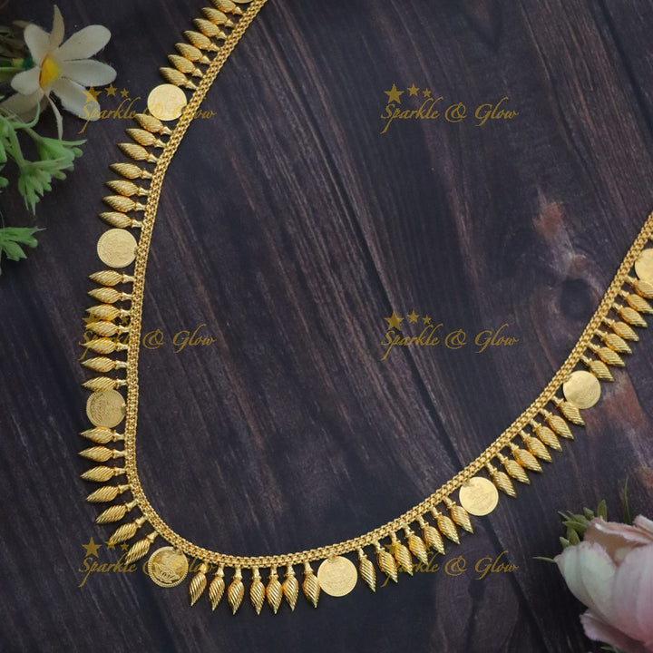 Kerala Style Gold Leaf & Coin Necklace for Women