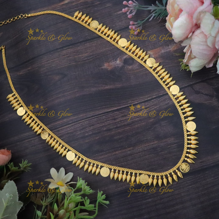 Kerala Style Gold Leaf & Coin Necklace for Women