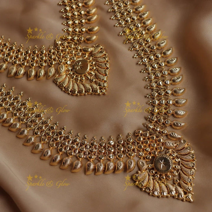 Grand mango design kerala style bridal long and short combo set - Sparkle and Glow