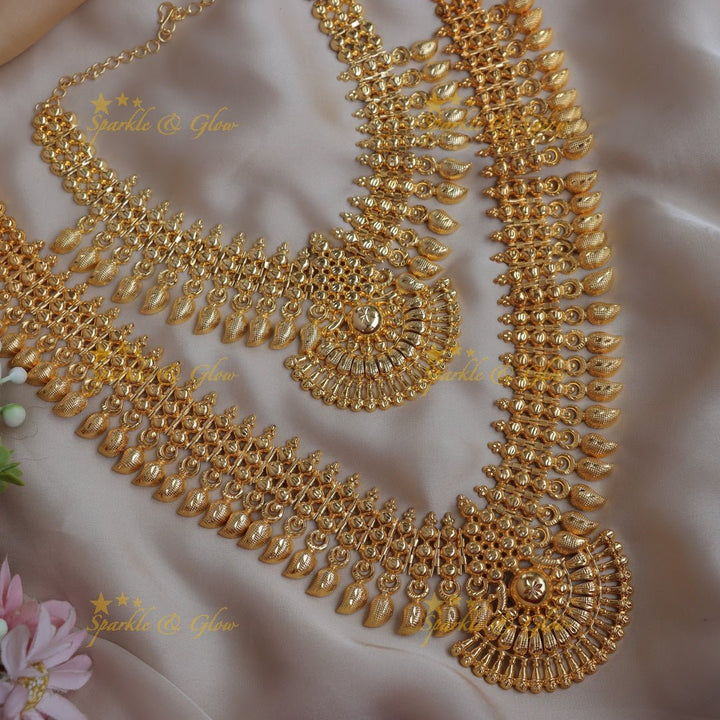 Pretty kerala style micro gold polished bridal long and short combo set - Sparkle and Glow - 