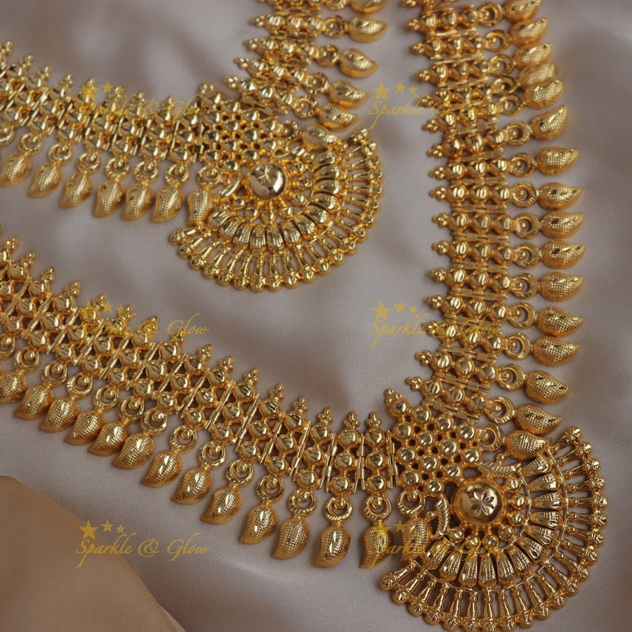 Pretty kerala style micro gold polished bridal long and short combo set - Sparkle and Glow - 