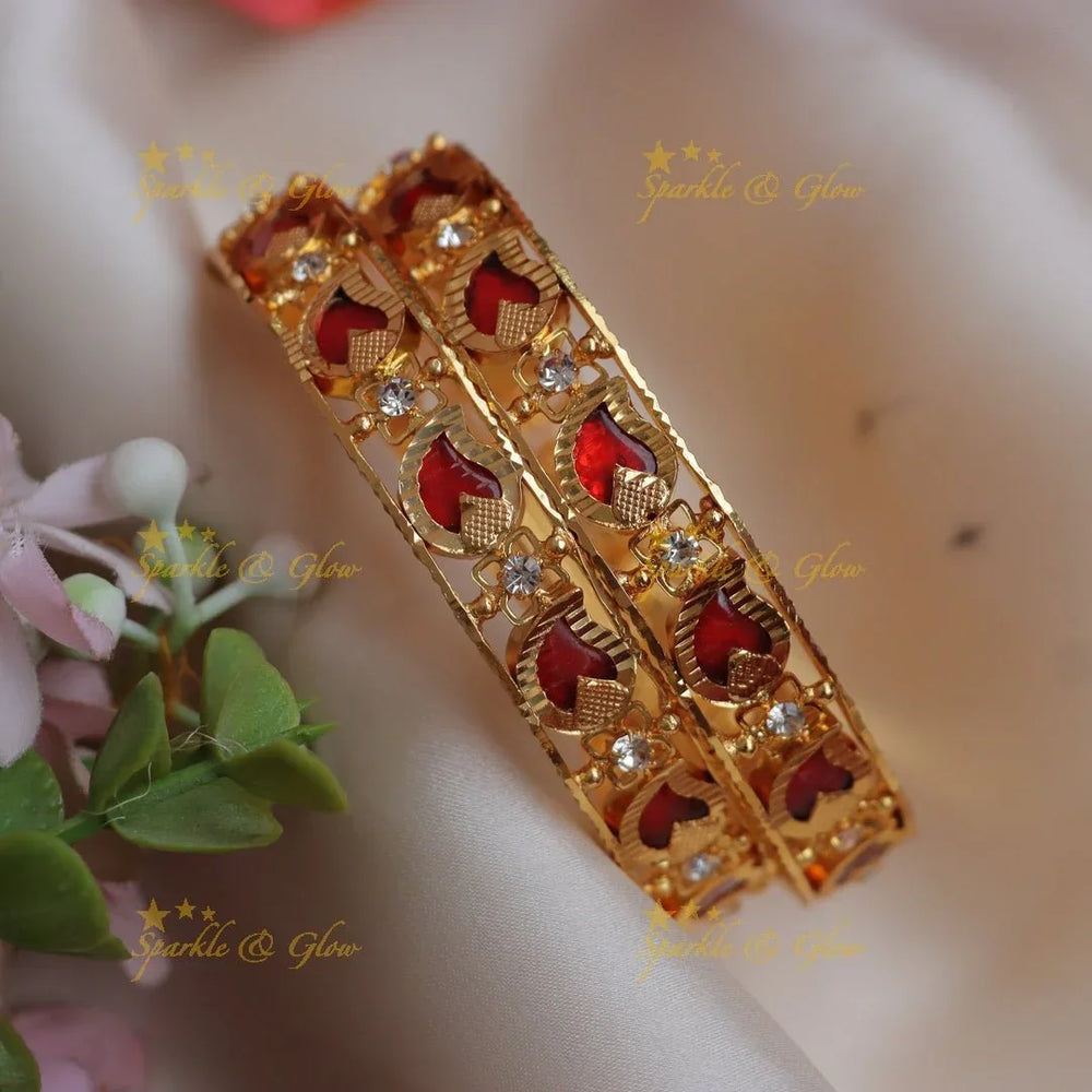 Pretty kerala design mango and palakka champa bangles - Sparkle and Glow