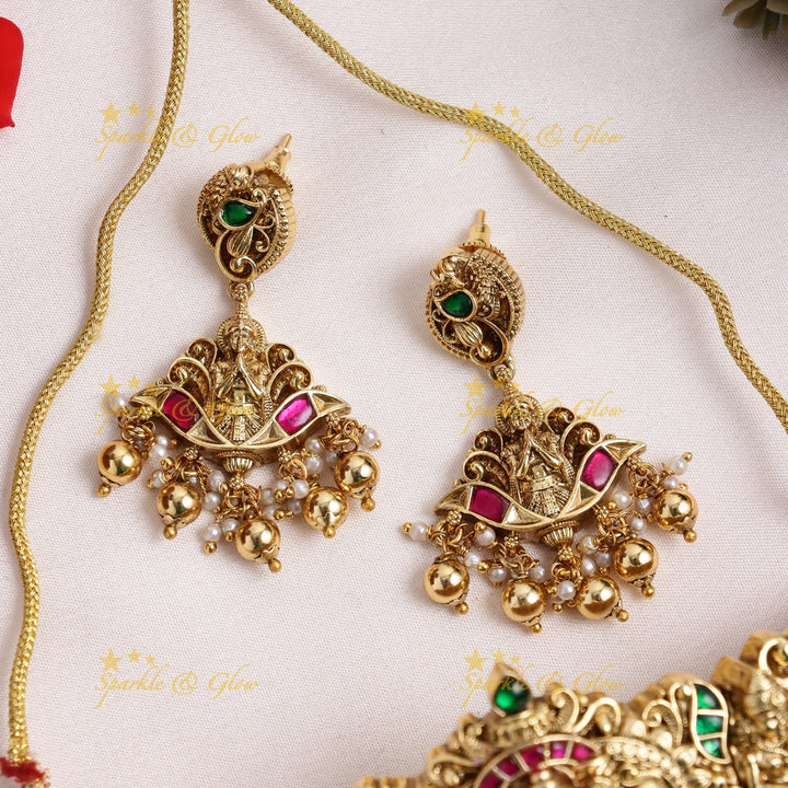 Statement Idol Lakshmi Peacock carved Jadau Choker