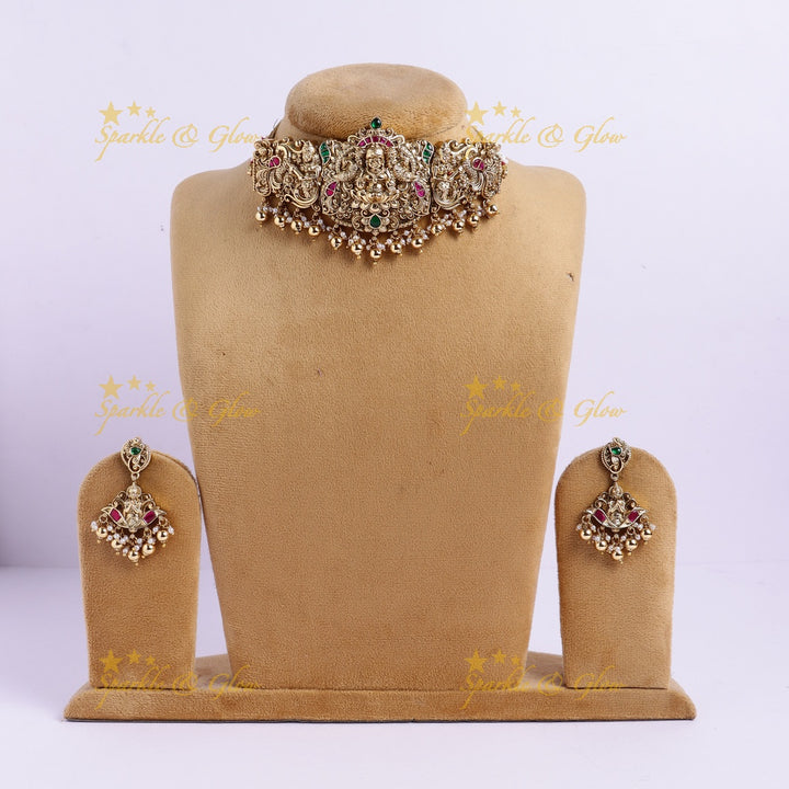 Statement Idol Lakshmi Peacock carved Jadau Choker