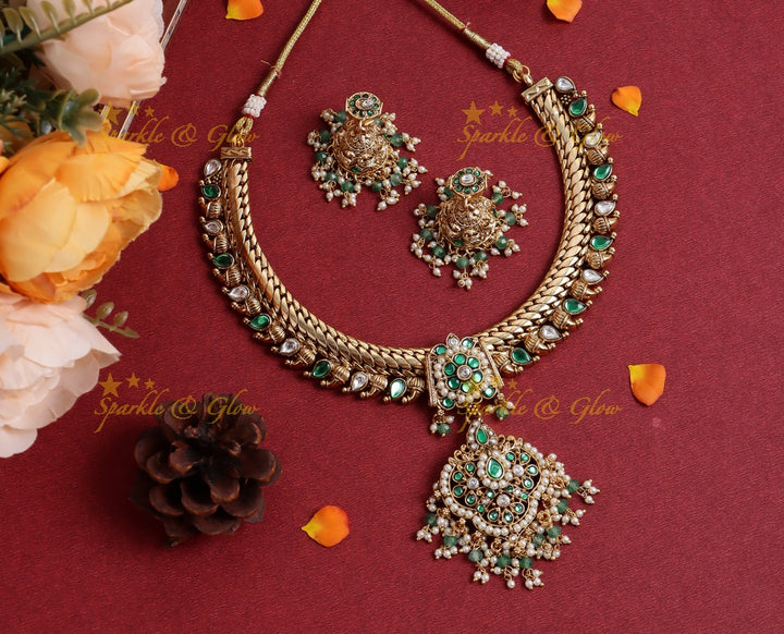 Stunning Jadau Mango Floral Short necklace