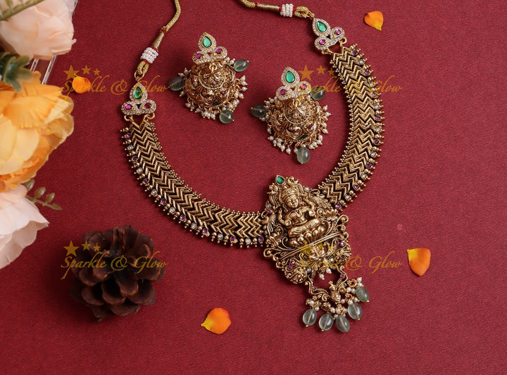 Stunning Jadau Lakshmi Floral short necklace