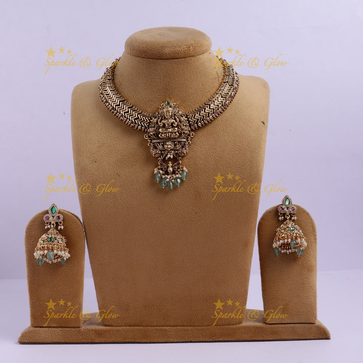 Stunning Jadau Lakshmi Floral short necklace