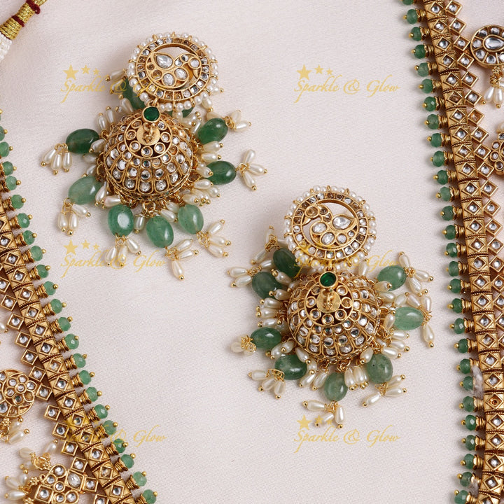 Nita Ambani inspired Stunning Peacock Floral Mango carved rice pearl guttapusalu long necklace