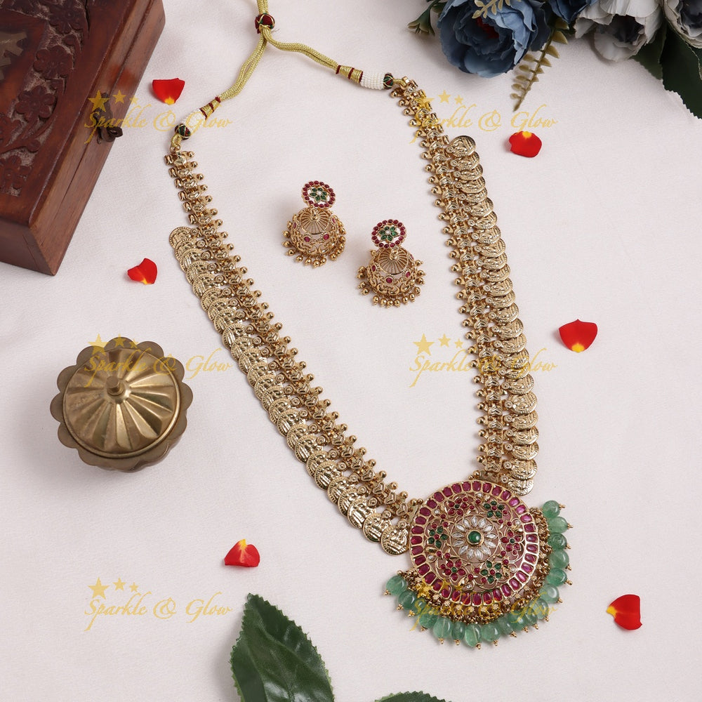 Grand Kemp stone Floral pendant carved Coin Haram - Sparkle and Glow