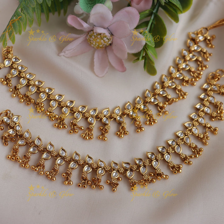 Elegant Gold alike Kundan Drop Traditional Ear Chain