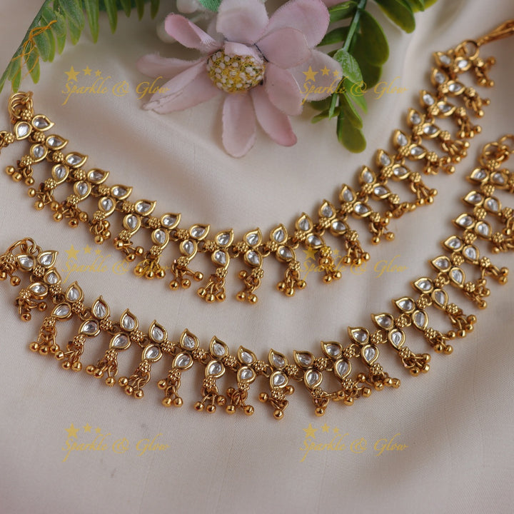 Elegant Gold alike Kundan Drop Traditional Ear Chain