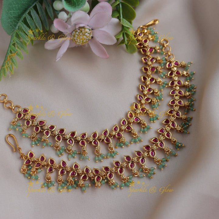 Elegant Gold alike Kundan Drop Traditional Ear Chain