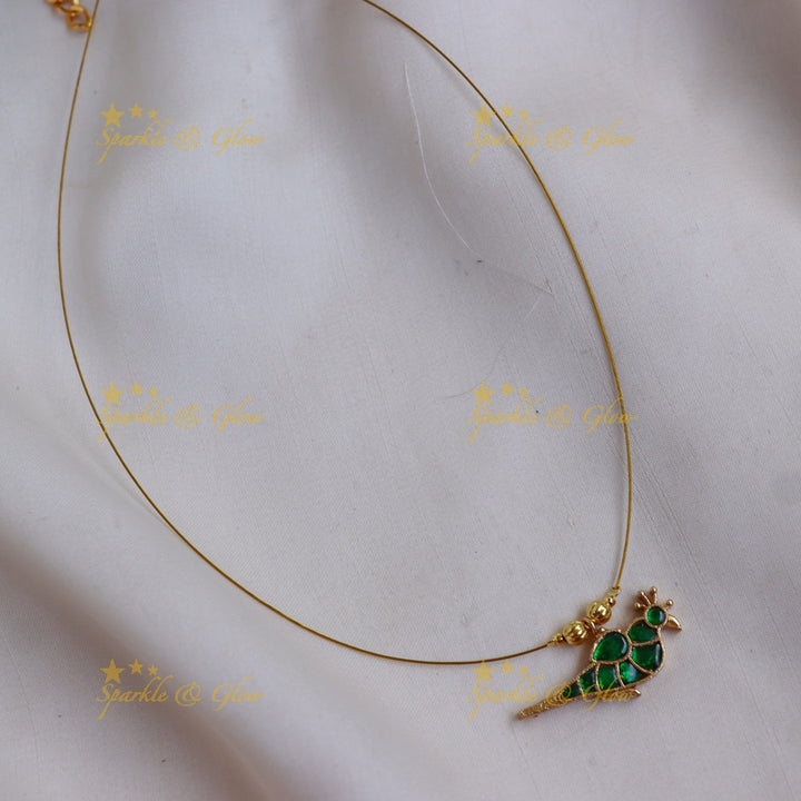 Elegant Enamel Parrot Design Pendant carved Invisible Necklace