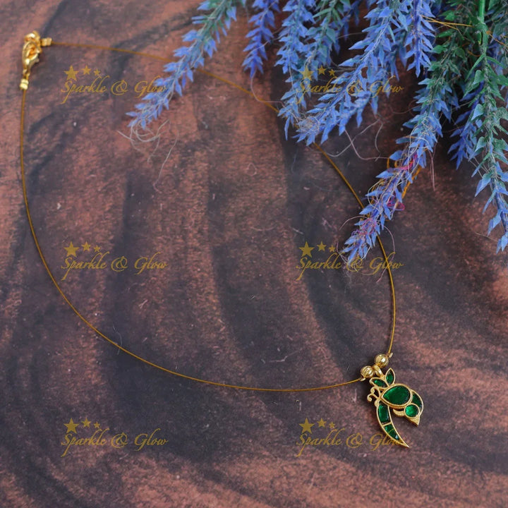 Traditional Enamel Parrot Pendant design Invisible Necklace - Sparkle and Glow