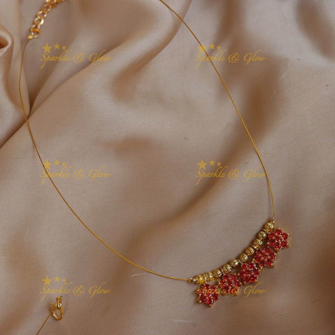 Stunning Floral Double Pendant Invisible Necklace