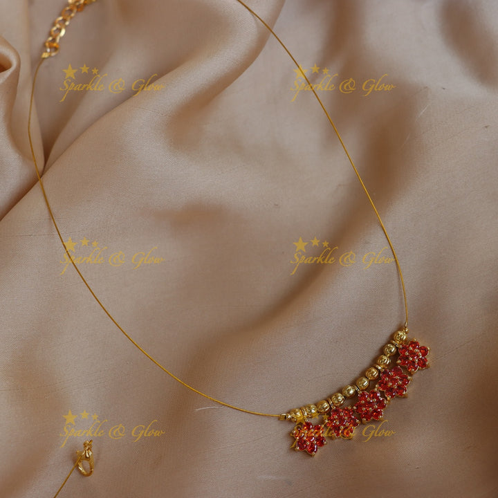 Stunning Floral Double Pendant Invisible Necklace