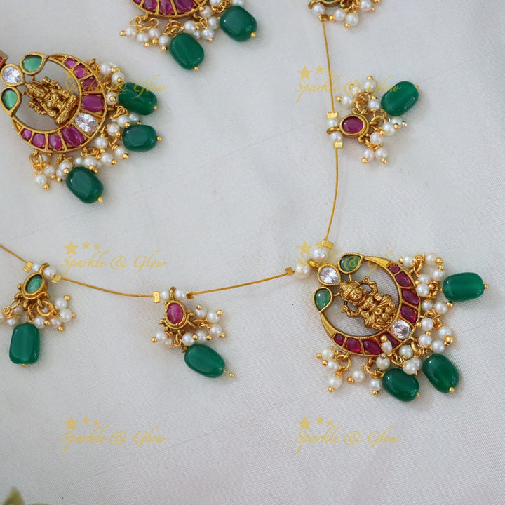 Lakshmi Kemp Invisible Necklace Set - Green Beads