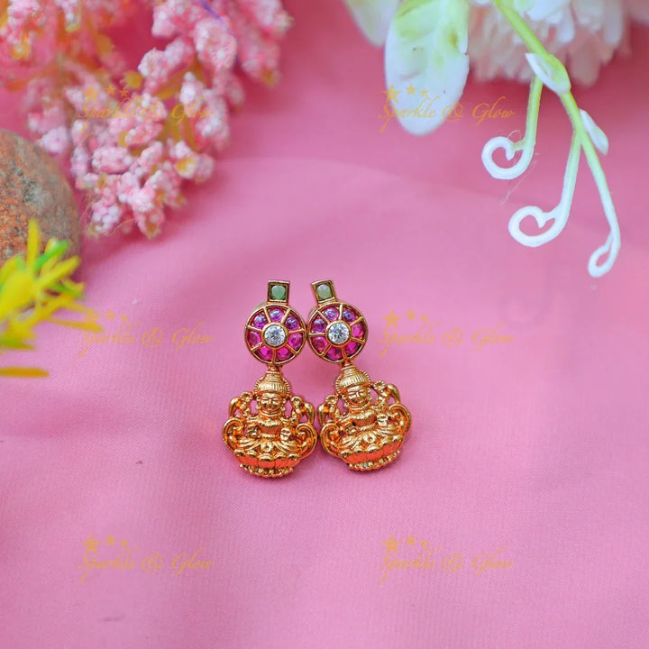 Beautiful Antique Gold alike Lakshmi Coin Necklace Set with Stud Earrings - Sparkle and Glow