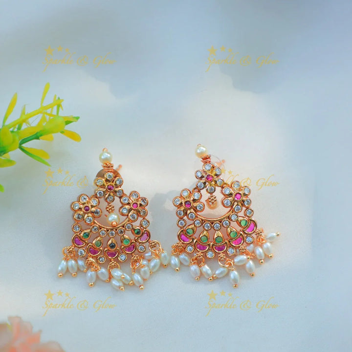 Beautiful Guttapusalu Short necklace with kemp and cz stones - Sparkle and Glow