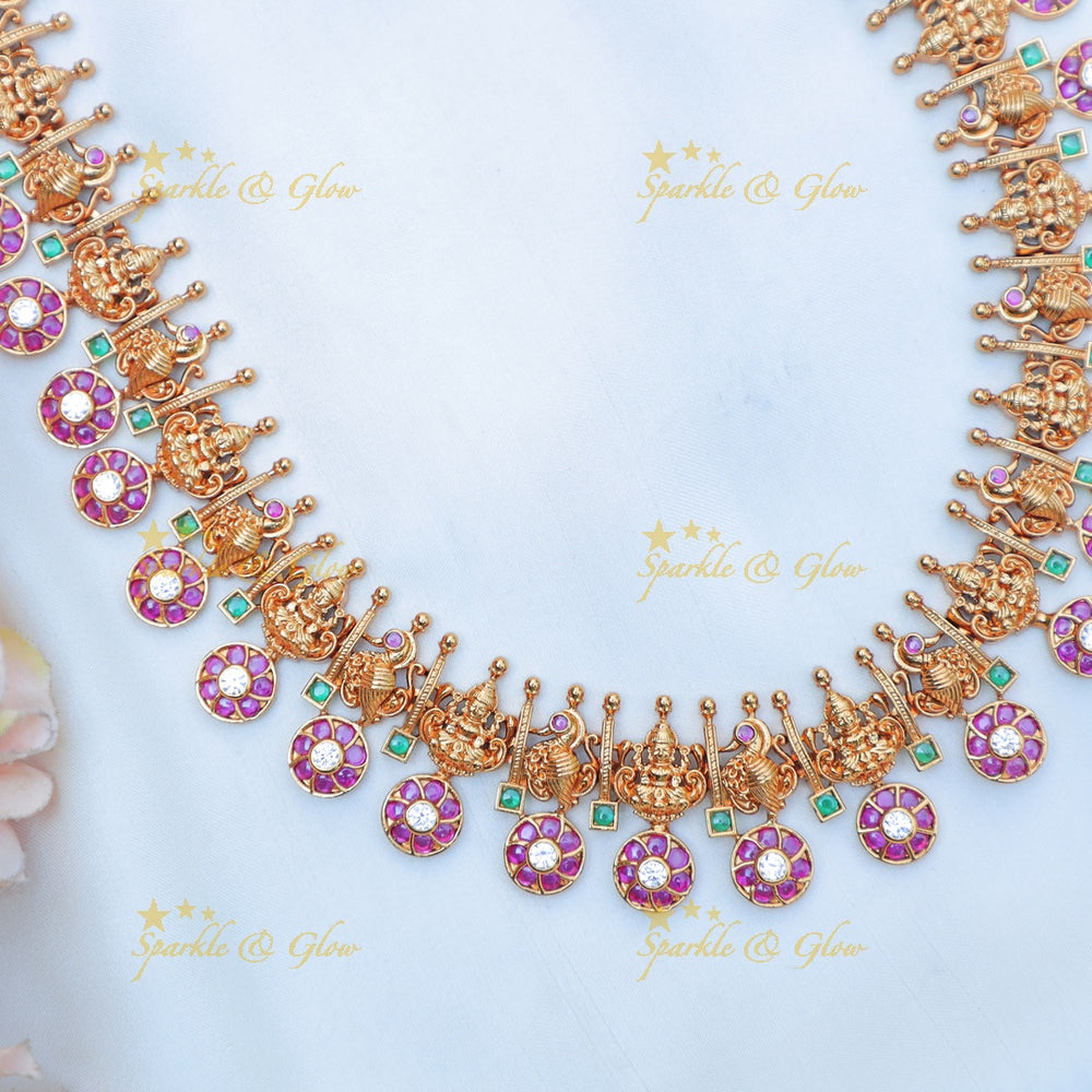 Stunning Antique gold alike Bottu Haram with Lakshmi Motifs - Sparkle and Glow