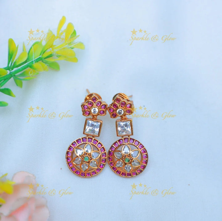 Stunning Antique gold alike Kemp coin Haram with Ruby and White Stones - Sparkle and Glow