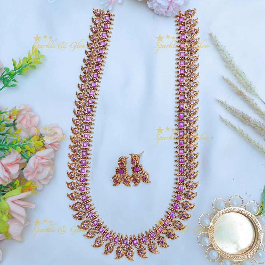 Stunning Kemp Mango Bridal haram - Sparkle and Glow