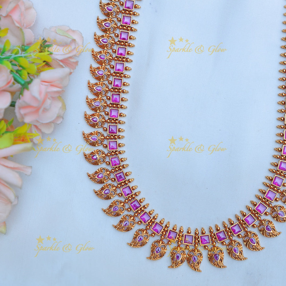 Stunning Kemp Mango Bridal haram - Sparkle and Glow