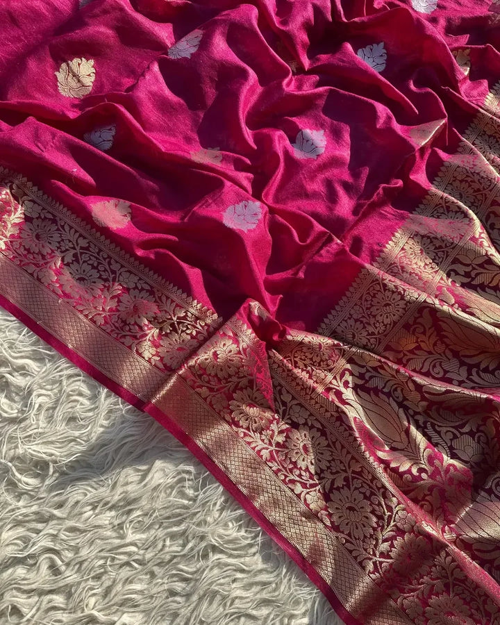 Banarasi semi Katan saree With exclusively weaving buties - Sparkle and Glow