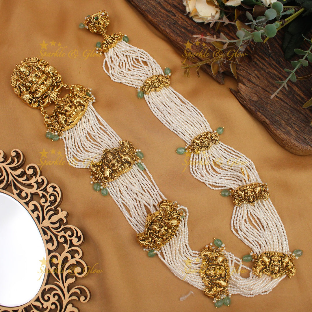 Statement celebrity inspired gold alike pearl cluster Nagas Jadabilla
