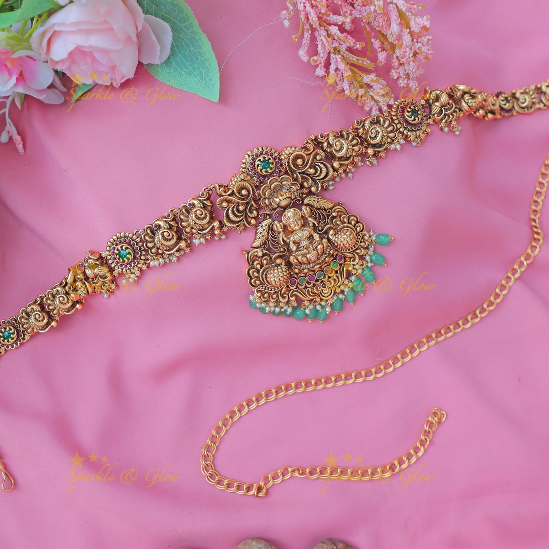 Elegant Idol Lakshmi Peacock Floral Hipchain