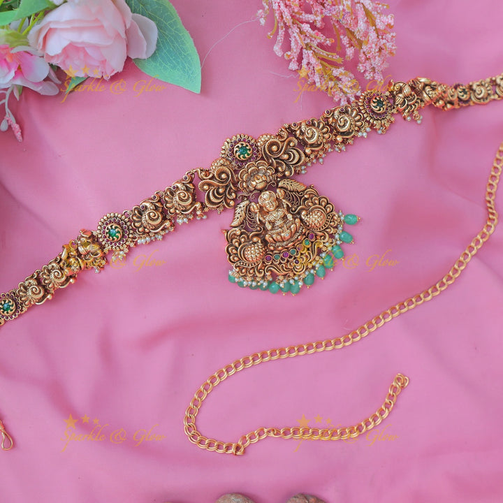 Elegant Idol Lakshmi Peacock Floral Hipchain