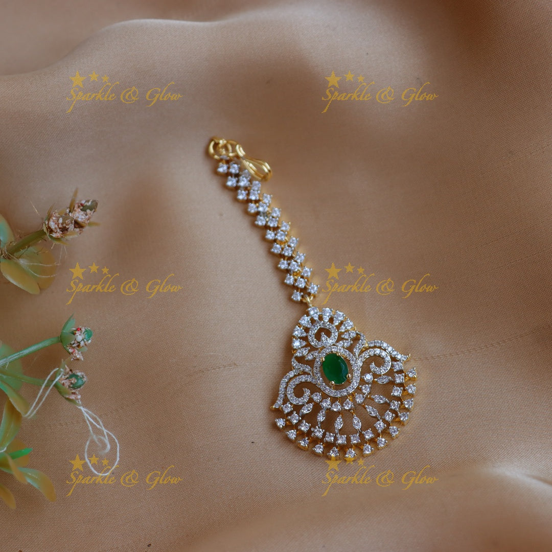 Stunning GJ polish Princess design AD Maang tikka